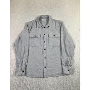 Everlane Shirt Jacket Mens Medium Gray 100% Cotton Herringbone Button Overshirt